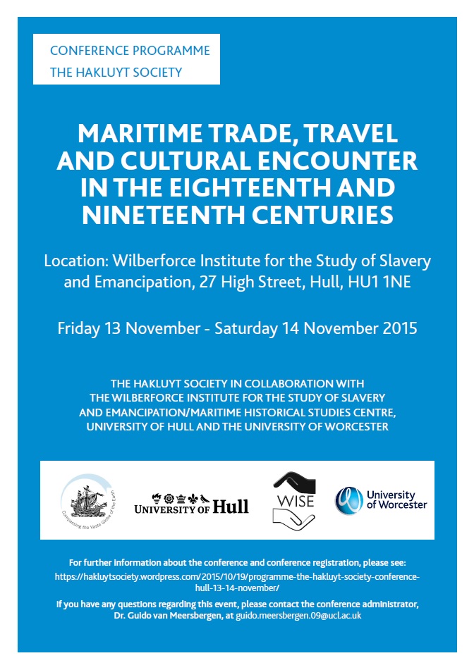 Hakluyt Society Conference Programme, Hull, 13-14 November 2015.