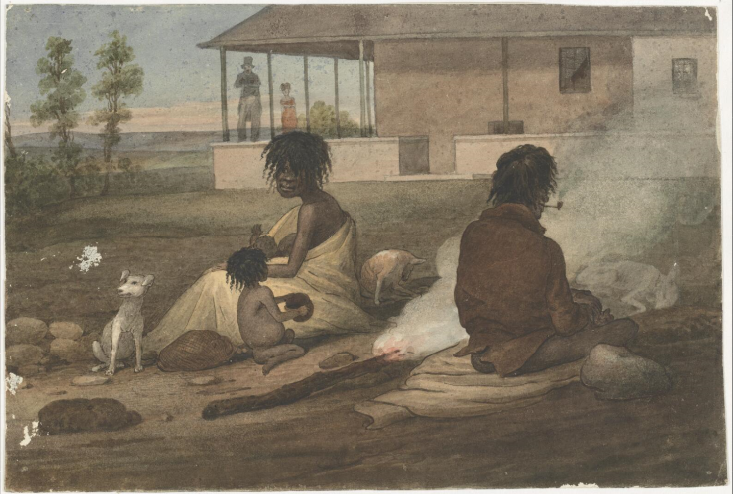 A native family of New South Wales sitting down on an English settlers farm Earle